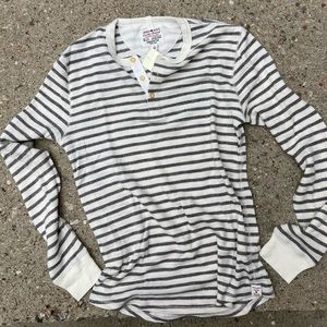 LUCKY BRAND Lived In Thermal Henley - Oatmeal/Grey Striped - Small